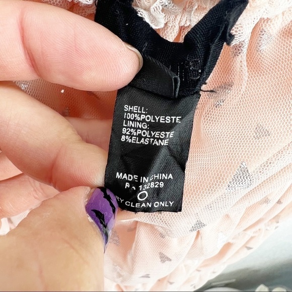 h:ours Bruno Mini Dress Silver Hearts Pink Ruched Cocktail Revolve XS - Picture 5 of 7